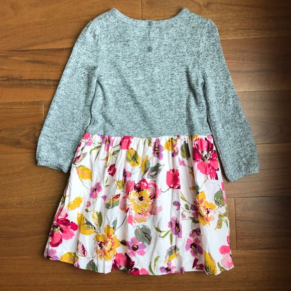 GAP | WORN ONCE! Girls Gray & Floral Print Dress - Picture 2 of 7